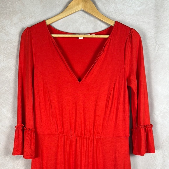 Boden Jordana Maxi Dress Size 6 Red Split VNeck Tiered Casual Soft Boho Festival - Picture 3 of 11